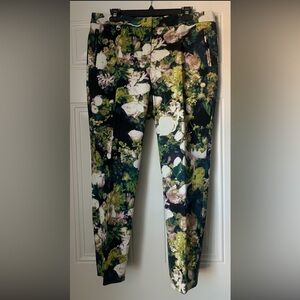Adrianna Papell NWT Floral Straight Leg Pants Size 14 97% Cotton/3% Elastane